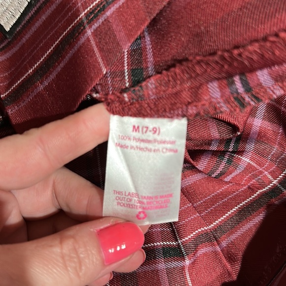 No Boundaries Pleated Maroon Plaid Skater Mini Skirt - Picture 7 of 7